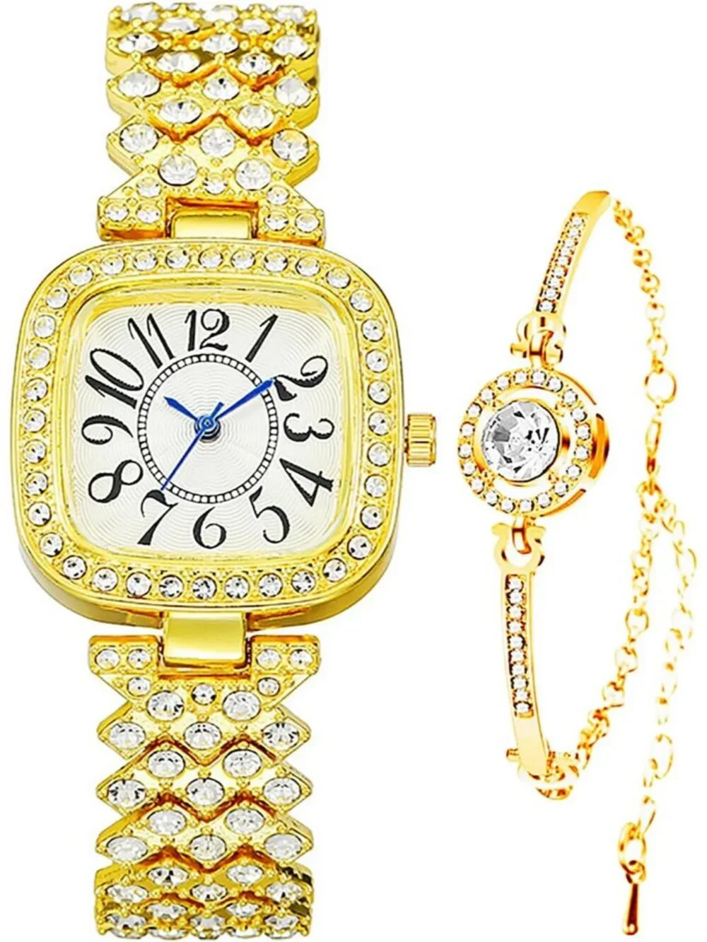 Women's Gold Luxury Vintage Diamond Fashion Square Digital Dial Quartz Watches
